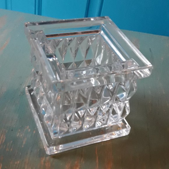 Crystal Vase Waterford Square Diamond Cut Clear Glass Marquis - Picture 7 of 16
